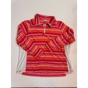 Columbia Women's 1/4 Zip Fleece Pullover Size 3XL Striped Pink/Orange Multicolor